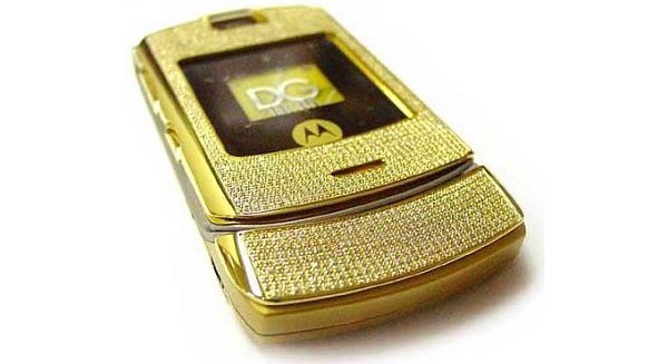 Motorola V3i Stainless Steel Gold With 855 Diamonds